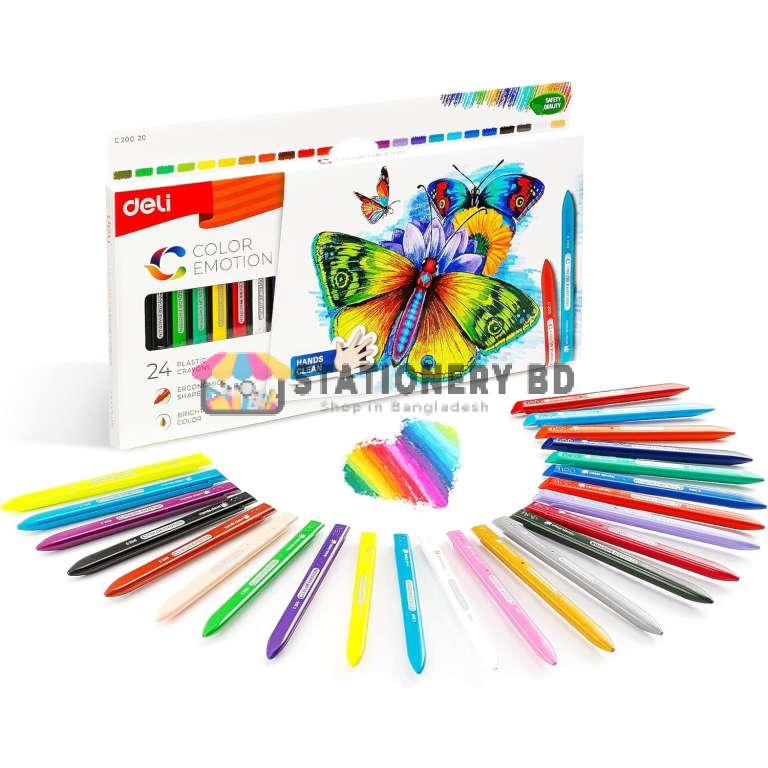 Deli EC20020 Plastic Crayon 24 Colors