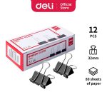 Deli Effortless Binder Clip E38563, 32mm - 12 Pcs