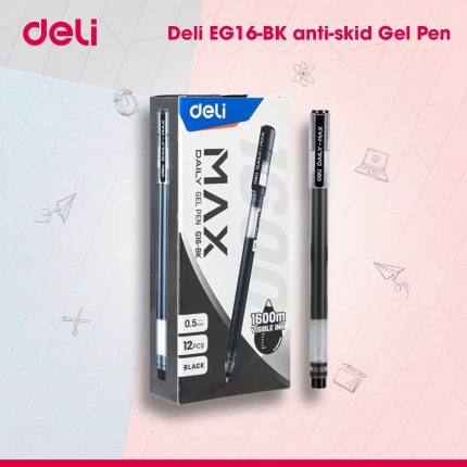 Deli EG16-BK Anti-skid Simple Black ink Gel Pen 0.5mm - Pack of 12 Pcs
