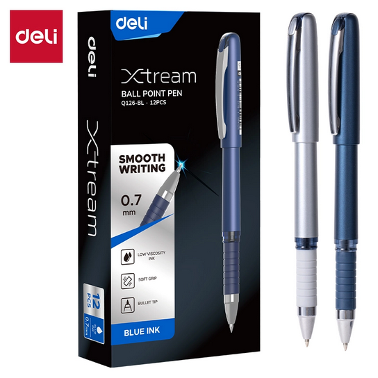 Deli EQ126-BL Ballpoint Pen 0.7 mm blue ink pen 12 Pcs
