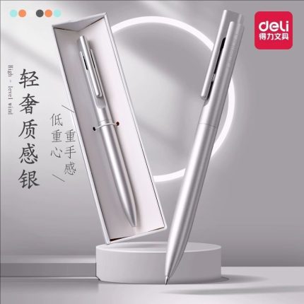 Deli NS999ES NUSIGN Signture Pen Metallic Spray Paint Barrel, 0.5mm Nib Quick Dry Non-staining Ballpoint Pens - Silver