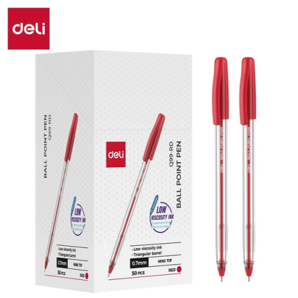 Deli Q99-RD Ball Point Pen Mini tip 0.7mm Red 10 pcs