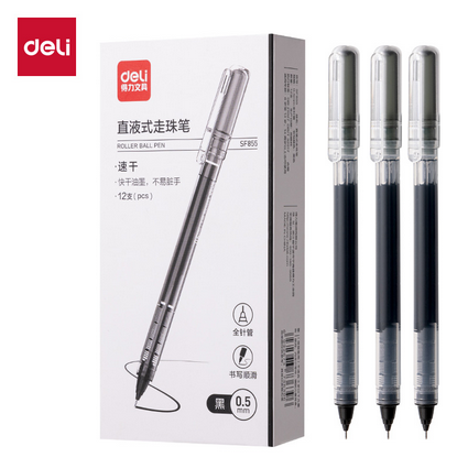 Deli SF855 Roller Pen 0.5mm Black 12pcs Deli SF855 Roller Pen 0.5mm Black 12pcs