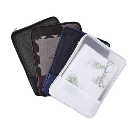 Document Mesh Bag A4 File Storage Bag Zipper Pouch Stationery Case Storage File Folders for School Office Supplies Students Travel Storage Bags