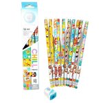 Doms 10 pcs Chill Super Dark HB Rubber Tipped Graphite Pencils with Sharper