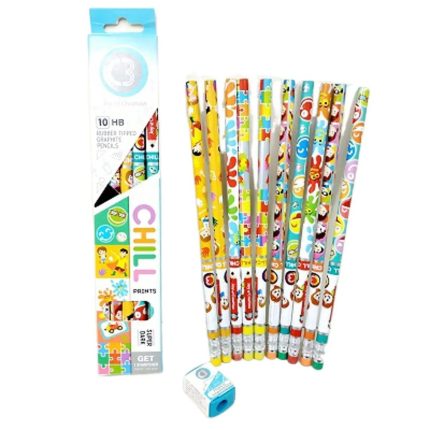 Doms 10 pcs Chill Super Dark HB Rubber Tipped Graphite Pencils with Sharper