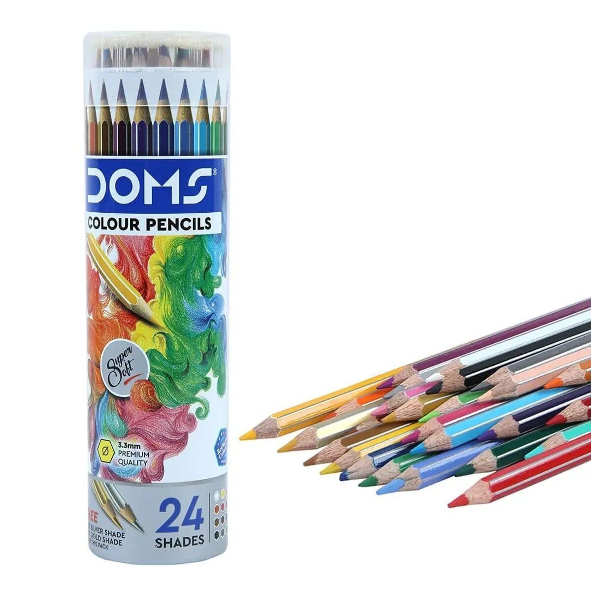 Doms 24 Colour Pencil Round Tin, Multicolor Doms 24 Colour Pencil Round Tin, Multicolor
