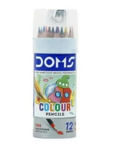 DOMS Colour Pencil 12 Shades Tin Pack – Half Size