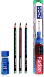 Doms Fusion X-Tra Super Dark Pencils - 10pcs With Free 1 Erasner X 10 PACK