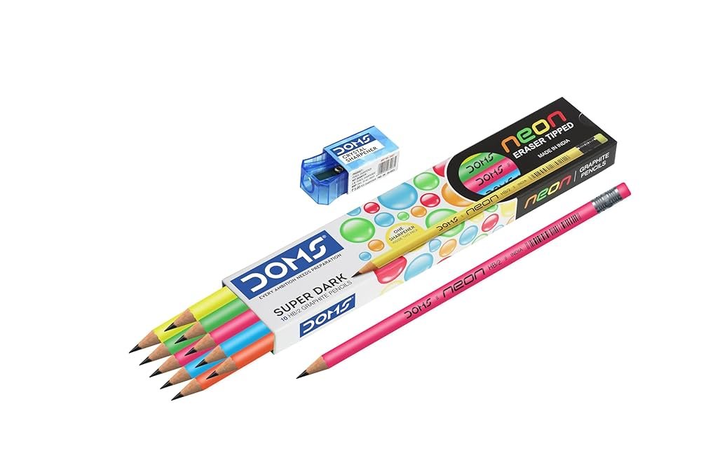 DOMS Neon Super Dark Graphite Pencils - 10pcs X 10 PACK DOMS Neon Super Dark Graphite Pencils - 10pcs X 10 PACK