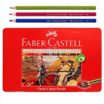 Faber Castell Classic Color Pencils Flat Tin Case 36 Color School,Eco pencil for professionals include classic gold