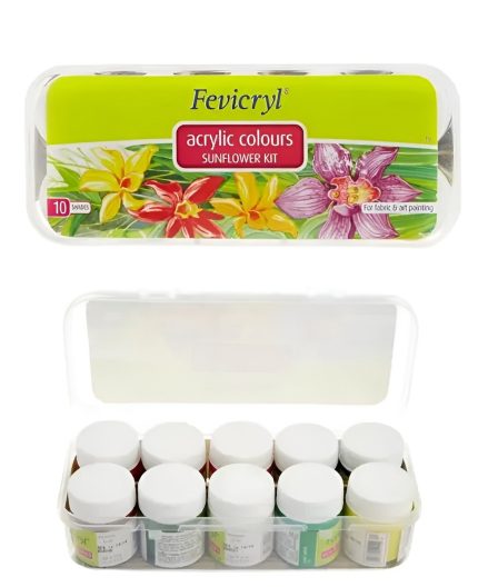 Fevicryl Acrylic Sunflower Kit 10 Shades for clothes & canvas