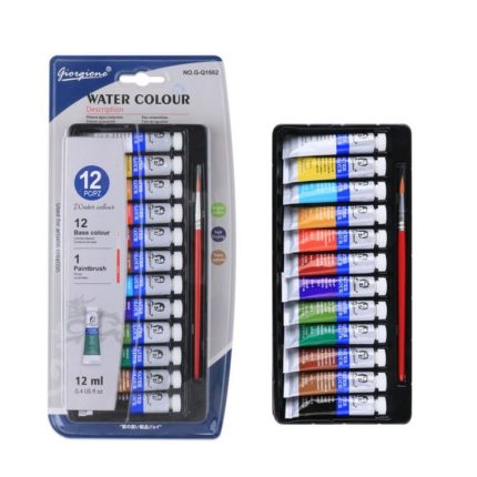 Giorgione 12ml Watercolor Art Paints Set 12 Colors in Durable Water Colour Tubes for Artist Student Canvas Glass Painting