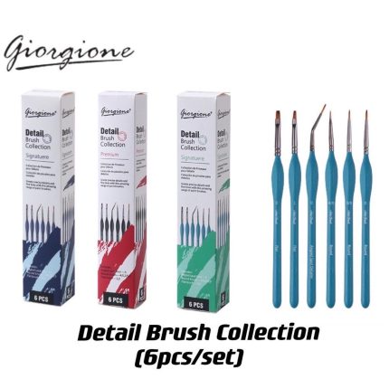 Giorgione 6 pcs Nylon Hair Wooden Handle Detailed Paint Brushes set