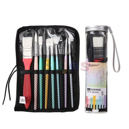 Giorgione 8pcs Nylon Hair Artist Paint Brushes Set with Carry Bag - for Acrylic, Oil, Watercolor, Gouache, Arts & Crafts