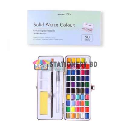 Giorgione G-ZG 50 colors metallic pearlescent solid watercolor paint with water ink brush set with metal box
