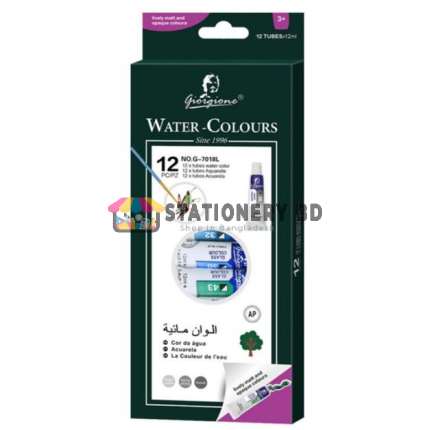 Giorgione Professional 12 Colors Watercolor Paint Set 12ml Tube Non-Toxic for Paper and Canvas for Artists' Drawings