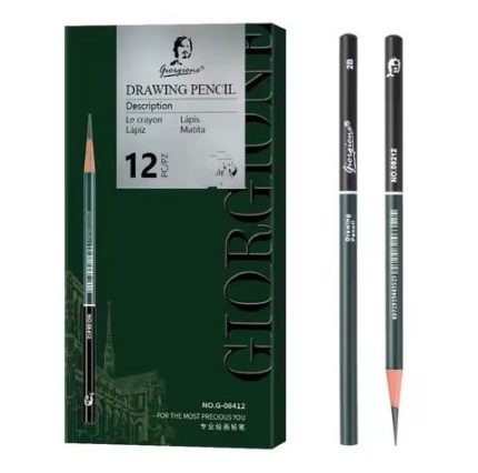 Giorgione Professional Charcoal Pencil 3.8mm Lead Core Sketch Pencils Set For Artist Students Drawing 12 pcs mix soft medium & Hard