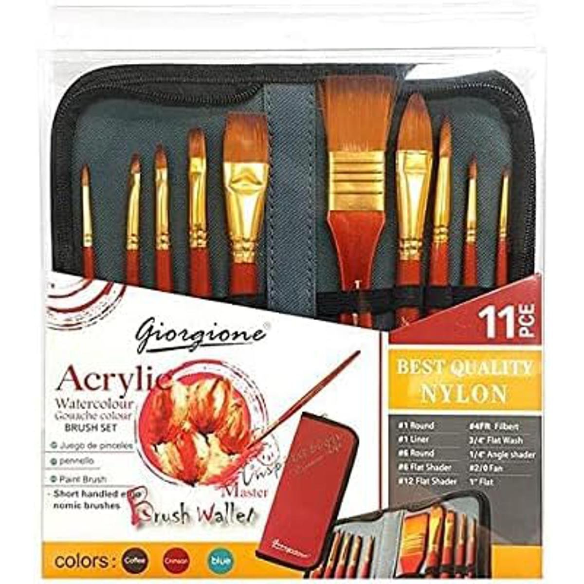Giorgione Wallet Brush Set for Acrylic Colors 11pcs Giorgione Wallet Brush Set for Acrylic Colors 11pcs