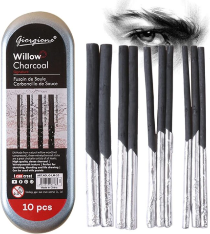 Giorgione Willow Charcoal Sticks 10 Pc For Painting, Sketching, Drawing, Painting
