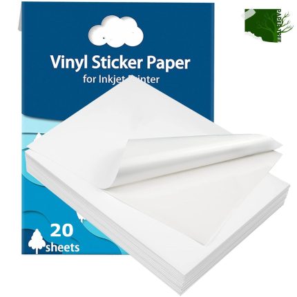 Glossy Premium Printable White Vinyl Sticker Paper for Inkjet Printer,20 Sheets White Waterproof Decal Paper, Dries Quickly and Holds Ink Beautifully