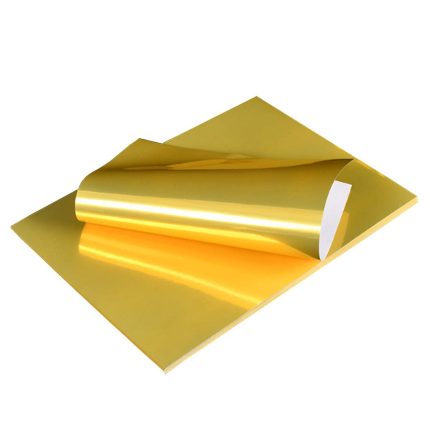 Gold Glossy Printable Vinyl Sticker Paper A4 Size Self-Adhesive Sheets Waterproof Quick Dry Sticker Paper for Inkjet/Laser Printer