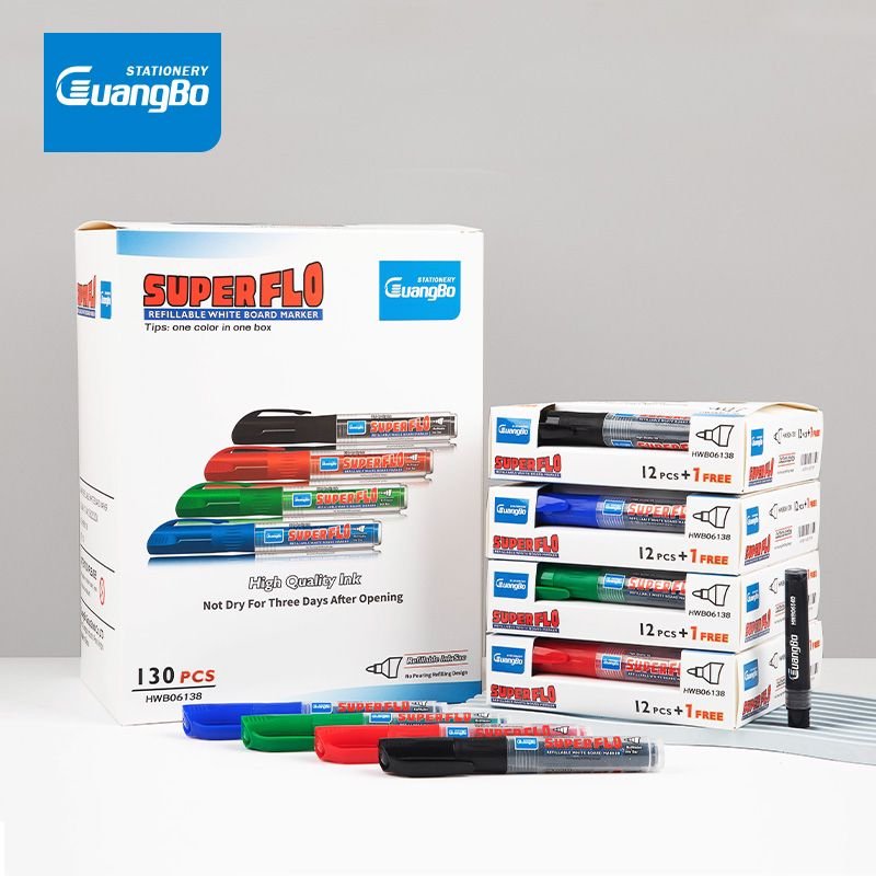 Guangbo Superflow white board marker 12 Pcs + 1 Pcs Free - Blue Guangbo Superflow white board marker 12 Pcs + 1 Pcs Free - Blue