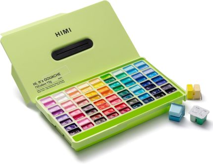 HIMI Twin Cup Jelly Gouache Paint Set, 72 Colors 12g, Jelly Cup Design, Non Toxic Paint for Canvas and Paper, Art Supplies for Professionals (72 Colors)