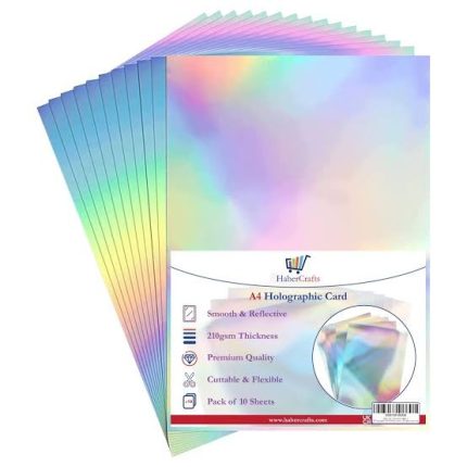 Holographic Card A4 Silver Rainbow Card Metallic Holographic Paper Thick 210gsm Card Shiny Rainbow Silvered Sheets Foil Activity Craft Scrapbooking Cardstock With Iridescent...