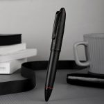 Hongdian N6 Black Metal Resin Piston Fountain Pen Extra Fine Nib pen with Black Ink