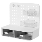 Hook Drawer Type Hole Board Small Card Stand Display Desktop Idol Storage Box Desk Stationery Organization Storage - White