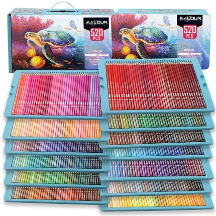 KALOUR Premium Color Pencil 520 Color with iron box