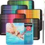 Kalour Professional Watercolor Pencils Set of 120 Colors with Two Brush and Metal Box