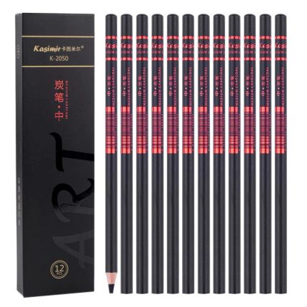KASIMIR Soft Charcoal Sketch Pencils Set 12 Pcs