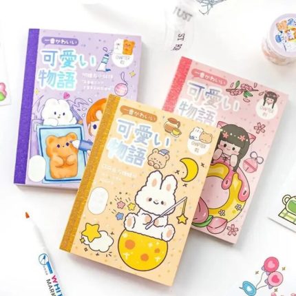 Kawaii Cute Rabbit Sticky Scrapbooking Journal Girls Decorative Labels - sticker - Pink