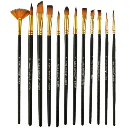 Keep Smiling Artist Paint Brush Mix Set of 12 Pcs