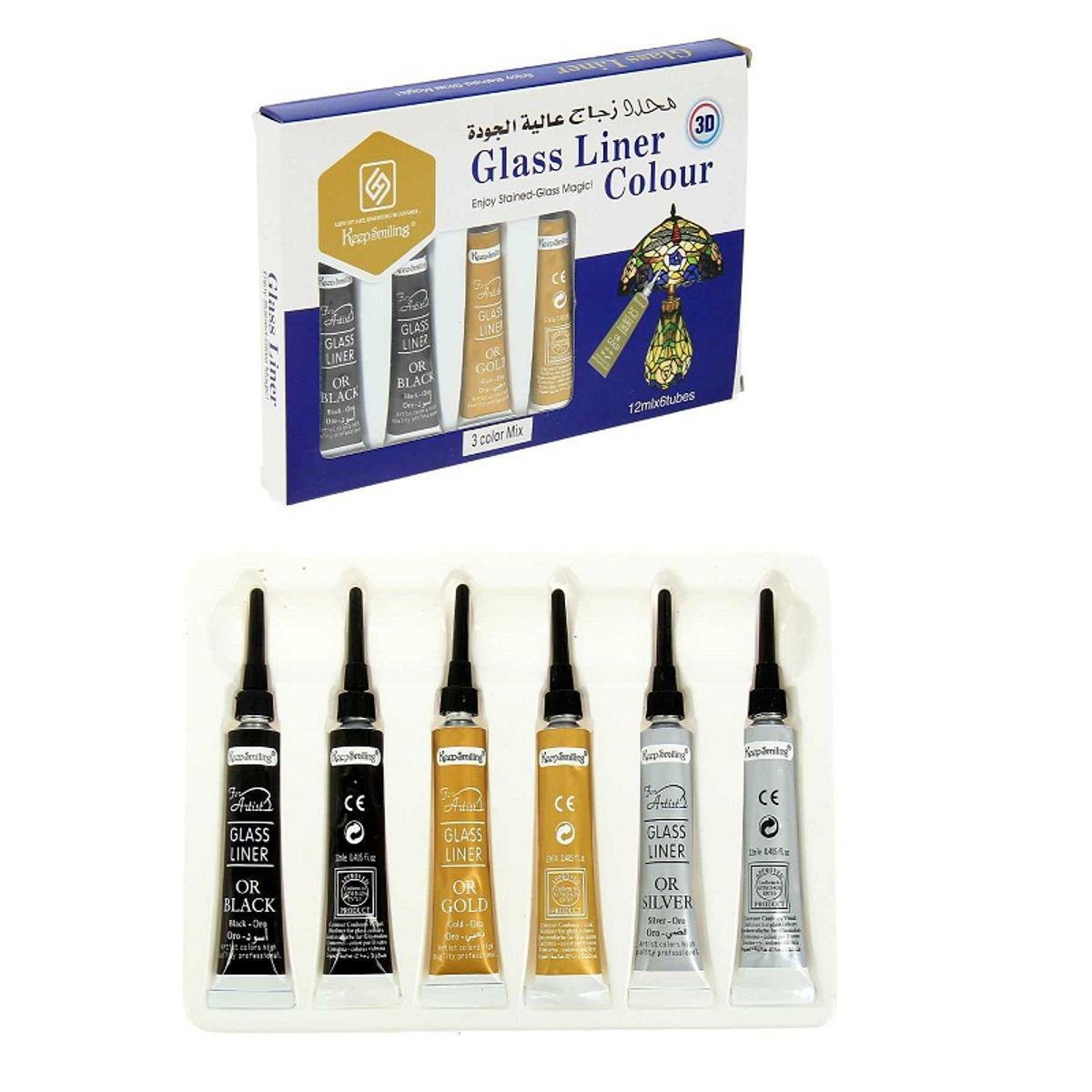 Keepsmiling Glass Liner Colors 3d Glass Color 12ml X 6tubes Black Color 6pcs Pack of 1 Keepsmiling Glass Liner Colors 3d Glass Color 12ml X 6tubes Black Color 6pcs Pack of 1