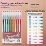 Languo 9 Color Highlighters Pen Shiny Bling Pen for Diary Notebook Painting Drawing Writing Student Art Stationary Supplies - Morandi