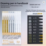 Languo 9 Color Highlighters Pen Shiny Bling Pen for Diary Notebook Painting Drawing Writing Student Art Stationary Supplies