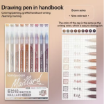 Languo 9 Color Highlighters Pen Shiny Bling Pen for Diary Notebook Painting Drawing Writing Student Art Stationary Supplies - Maillard