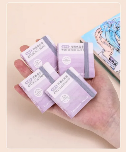 Languo Mini Cotton Tearable Watercolor Book,Thickened Blank Anime Character Illustrated Paper Art Stationery Supplies 50x50mm