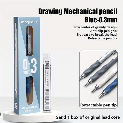 LANGUO P360-1 Soft Grip Metal Mechanical Pencil 0.3mm 2B Low Gravity Drawing Pencil Set with Leads LANGUO P360-1 Soft Grip Metal Mechanical Pencil 0.3mm 2B Low Gravity Drawing Pencil Set with Leads
