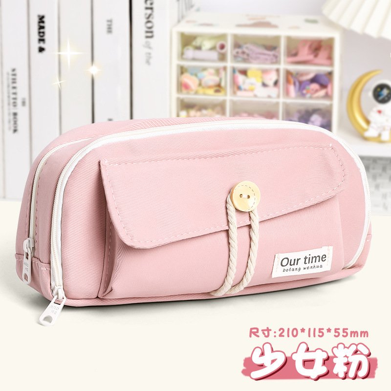 Large Capacity Three Layer Pencil Case Cute Canvas Pen Pouch Bag Cosmetic Bag Portable Storage Bag for Teen Students Office School Supplies - Pink Large Capacity Three Layer Pencil Case Cute Canvas Pen Pouch Bag Cosmetic Bag Portable Storage Bag for Teen Students Office School Supplies - Pink