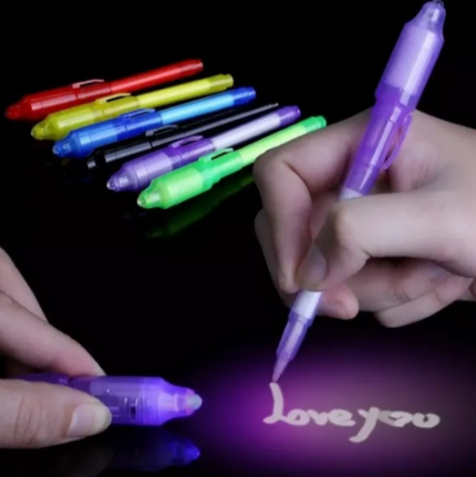Luminous Light Pen Invisible Ink Magic UV Light Money Detector Pen 2 In 1 Combo Purple Light Drawing Learning Education For Kids