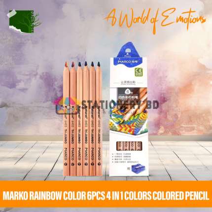 Marko Rainbow color 6pcs 4 In 1 Colors Colored Pencil