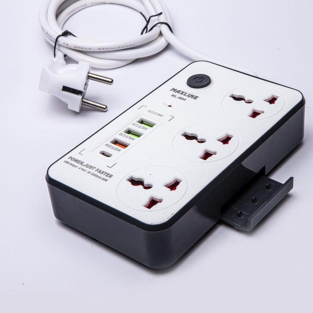 Maxline ML-804 USB Fast Charging Multiplug Power Strip Maxline ML-804 USB Fast Charging Multiplug Power Strip
