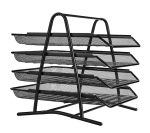 Metal 4 Tire Document Tray File Holder Storage Organizer Rack A4 Paper Tray Stand for Home & Office - 1 Pc (Black Color)