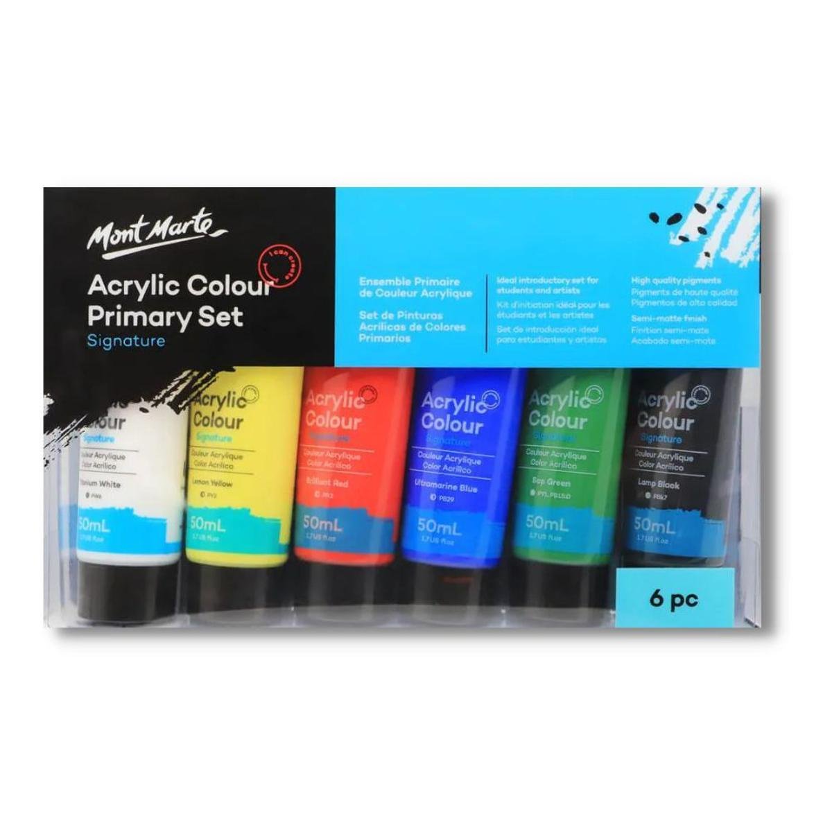 Mont Marte Acrylic Paint 6pc x 50ml Tubes Mont Marte Acrylic Paint 6pc x 50ml Tubes
