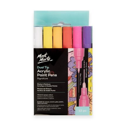 Mont Marte Acrylic Paint Marker Pens Dual Tip Fine/Broad 12pc