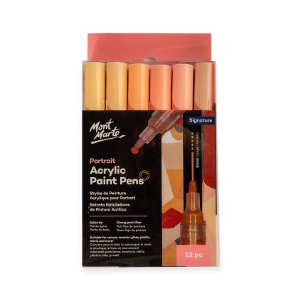 Mont Marte Acrylic Paint Pens Skin Tone Broad Tip 12pc
